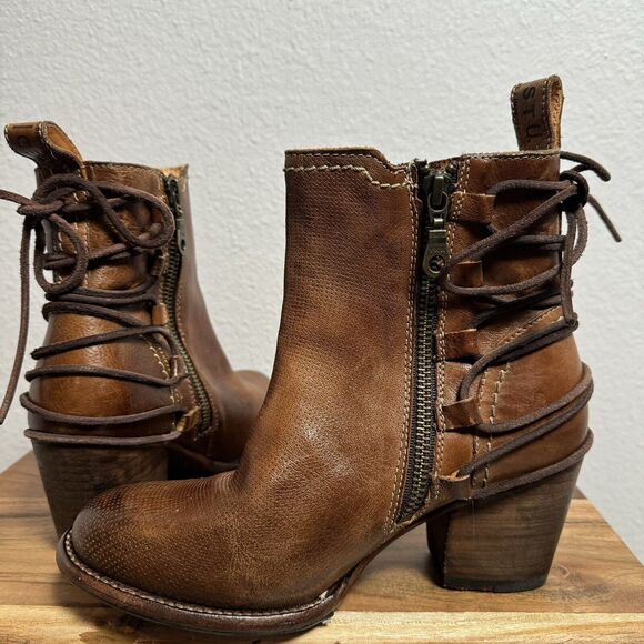 Bed Stu Blaire Cobbler Series Leather Back Lace Up Boots 6.5 Rust Brown Textured - Picture 5 of 12